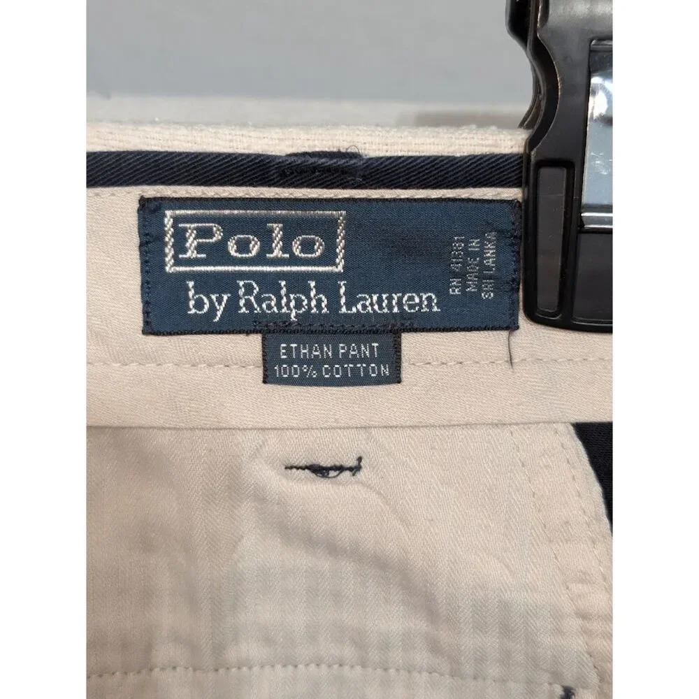 Polo Ralph Lauren Ethan Pants 100% Cotton Navy Blue Red Pony Men's Size 40x32